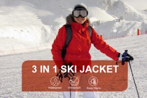 PTSOC Women's Winter 3-in-1 Waterproof Ski Jacket