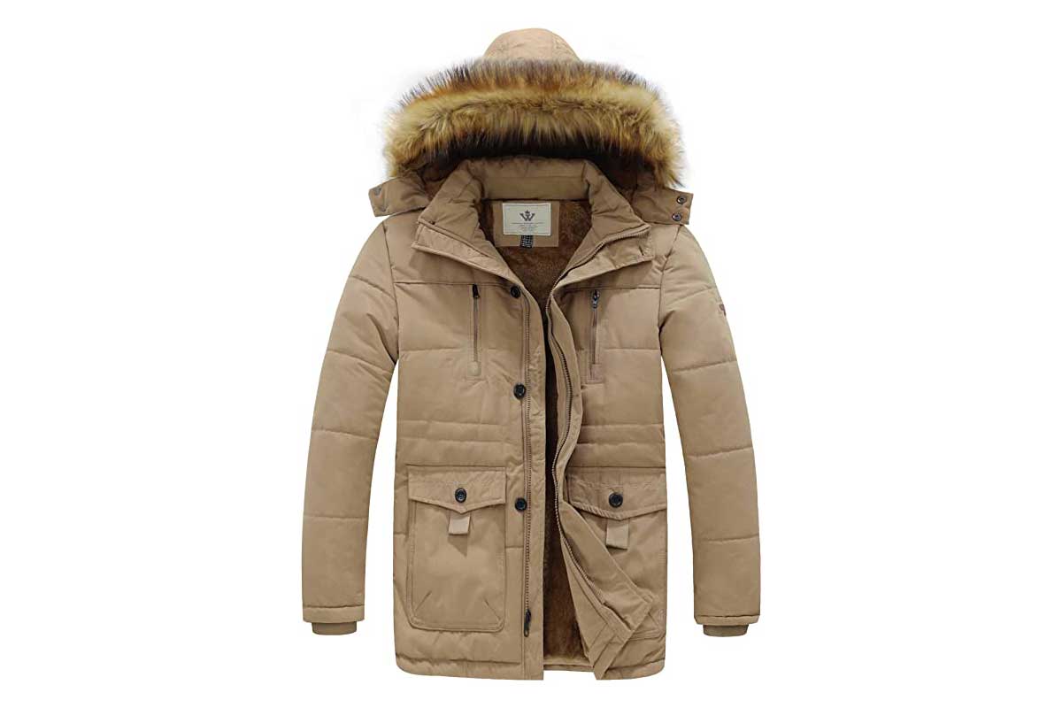 WenVen Men's Hooded Warm Winter Parka Jacket